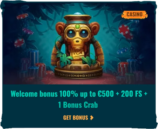 Spinanga Casino Welcome Bonus 100% up to €500 + 200 Frees Spins + 1 Bonus Crab